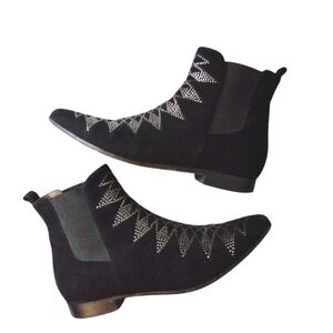 IRO Black Suede Silver Sudded Ankle Boots Women's Black Booties Sz 6.5